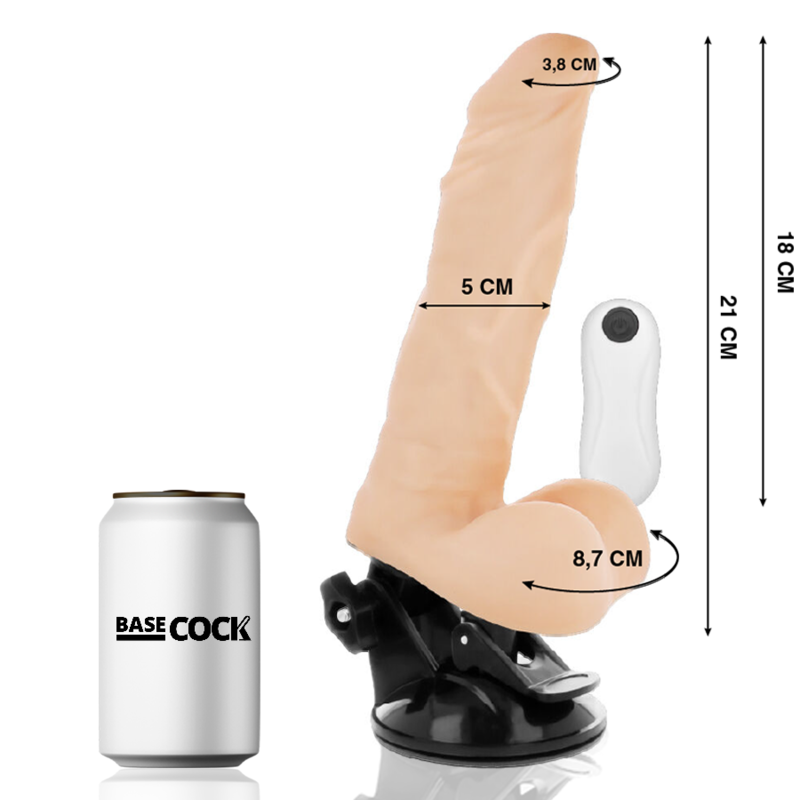 BASECOCK - VIBRADOR REALÍSTICO ARTICULABLE CONTROL REMOTO NATURAL 21 CM -O- 5 CM - Imagem de 2