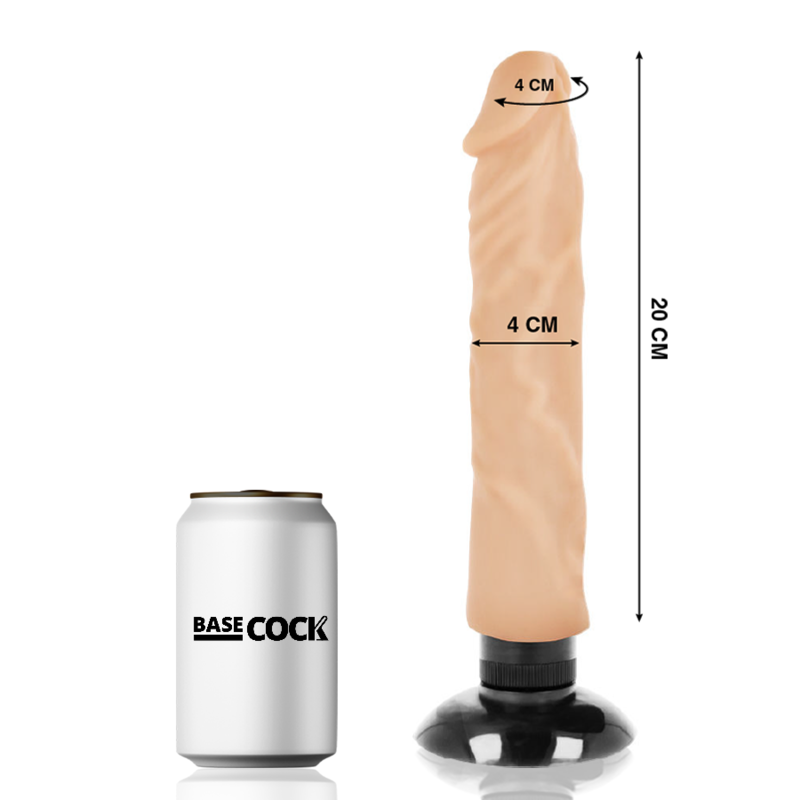 BASECOCK - VIBRADOR REALÍSTICO 2-1 NATURAL 20 CM -O- 4 CM - Imagem de 2