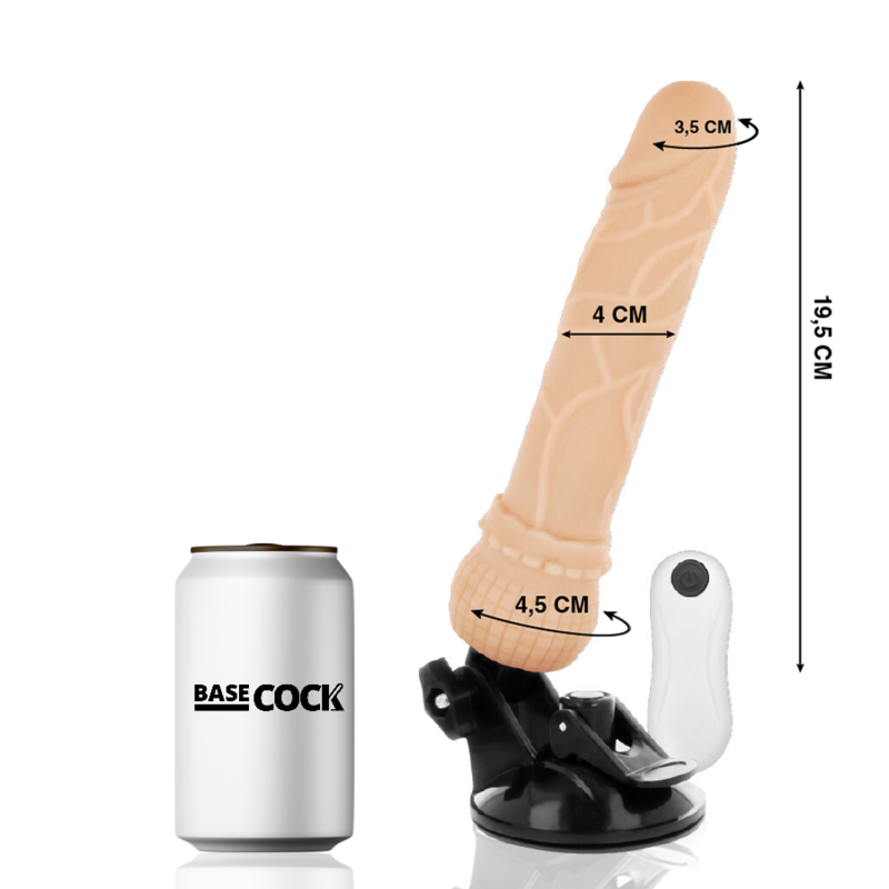 BASECOCK - VIBRADOR REALÍSTICO CONTROL REMOTO NATURAL 19.5 CM -O- 4 CM - Imagem de 2