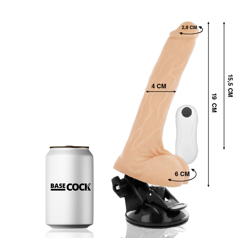 BASECOCK - VIBRADOR REALÍSTICO CONTROL REMOTO NATURAL 19 CM -O- 4 CM - Imagem de 2