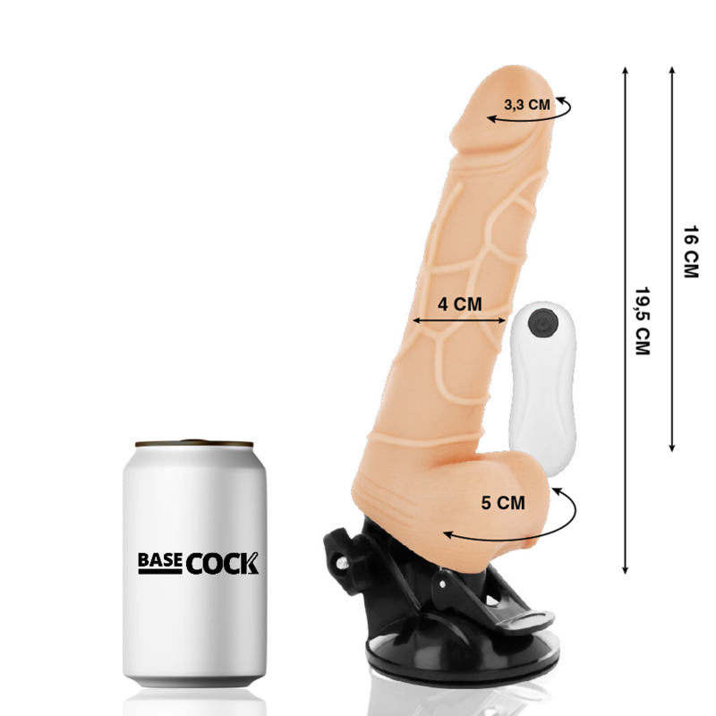 BASECOCK - VIBRADOR REALÍSTICO CONTROL REMOTO NATURAL CON TESTÍCULOS 19.5 CM -O- 4 CM - Imagem de 2