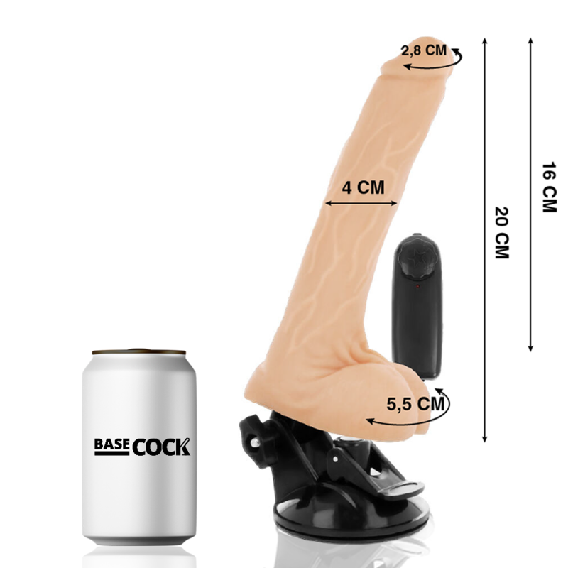BASECOCK - VIBRADOR REALÍSTICO CONTROL REMOTO NATURAL CON TESTÍCULOS 20 CM -O- 4 CM - Imagem de 2