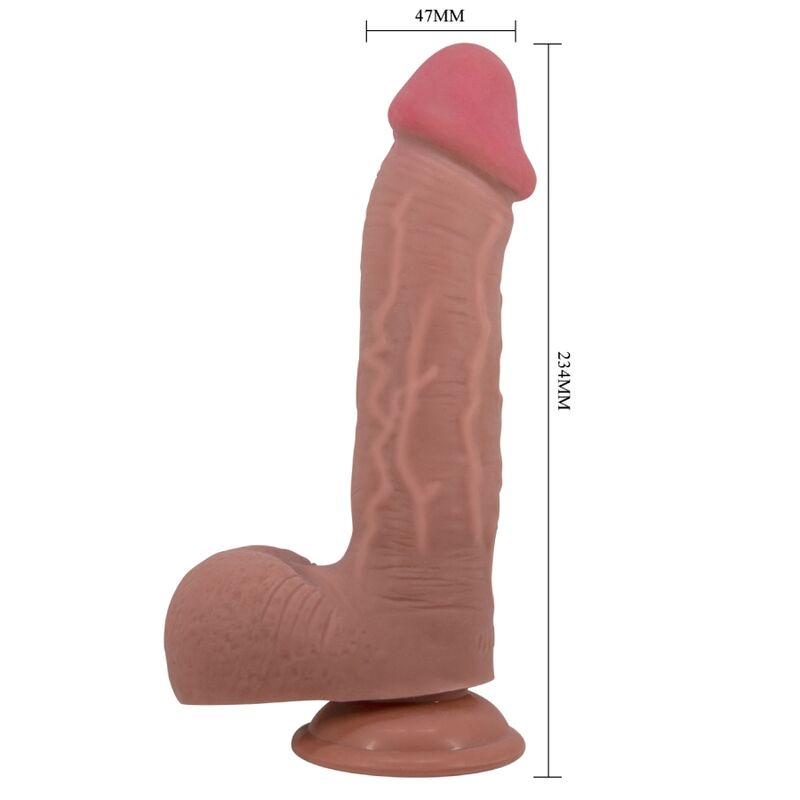 PRETTY LOVE - SLIDING SKIN SERIES REALISTIC DILDO WITH SLIDING SKIN SUCTION CUP BROWN 23.4 CM - Imagem de 4