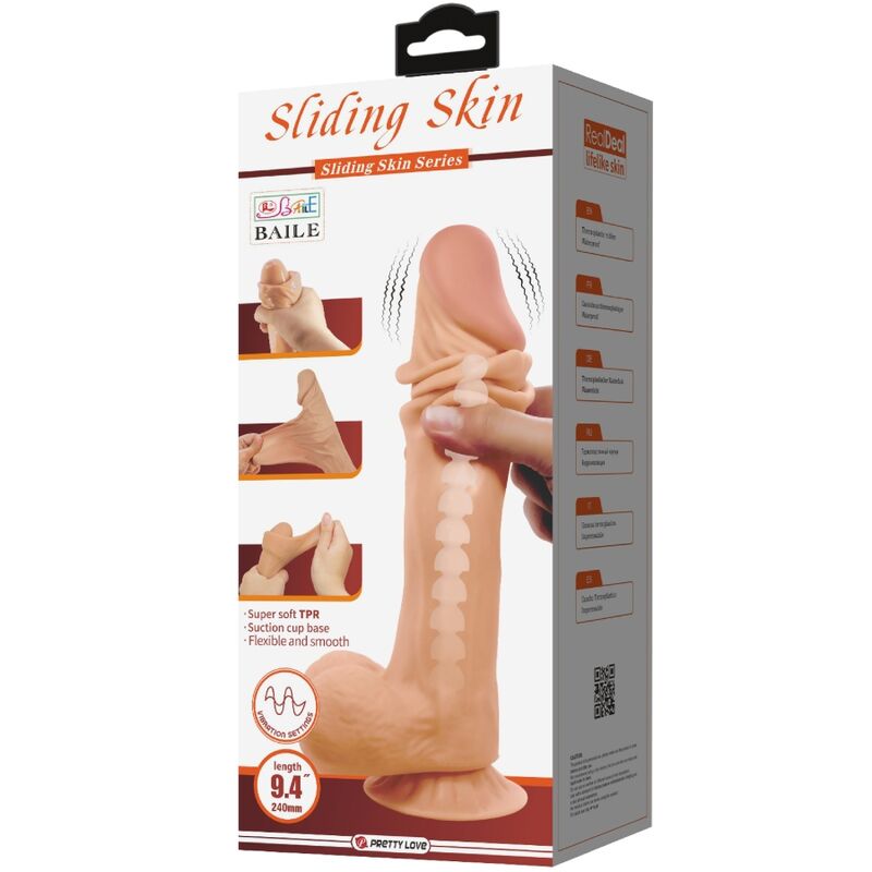 PRETTY LOVE - SLIDING SKIN SERIES REALISTIC DILDO WITH SLIDING SKIN SUCTION CUP REMOTE CONTROL FLESH 24 CM - Imagem de 2