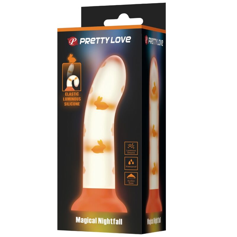 PRETTY LOVE - MAGICAL NIGHTFALL DILDO WITHOUT VIBRATION LUMINOUS ORANGE - Imagem de 4