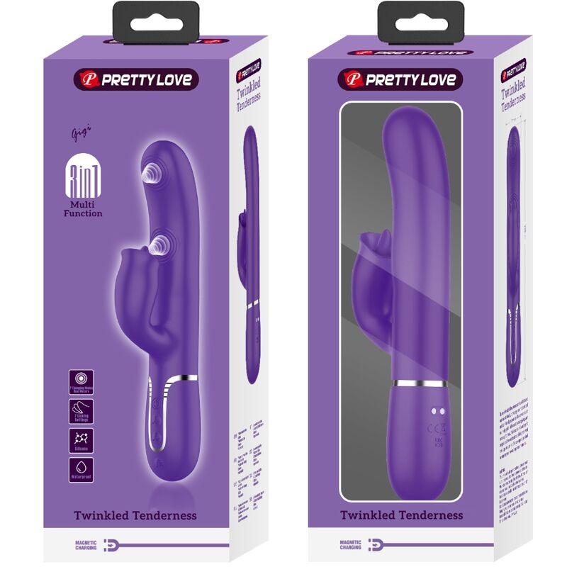 PRETTY LOVE - RABBIT VIBRATOR WITH LICKING PURPLE - Imagem de 4