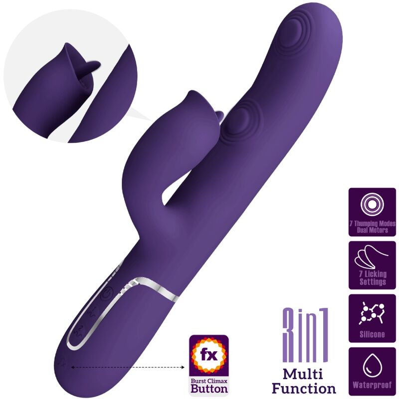 PRETTY LOVE - RABBIT VIBRATOR WITH LICKING PURPLE - Imagem de 3