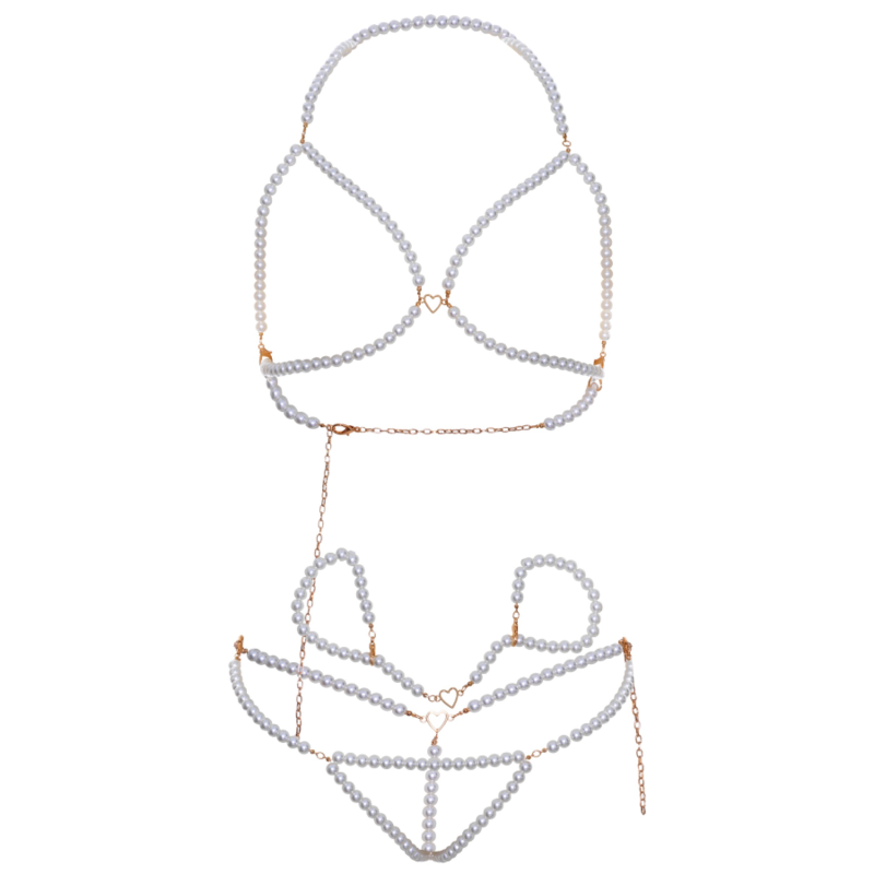 LEG AVENUE - BRA WRISTBANDS PEARL THONG SET - Imagem de 5