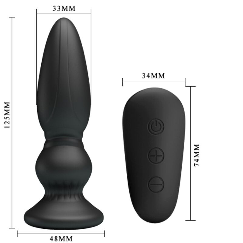 MR PLAY - POWERFUL VIBRATOR REMOTE CONTROL ANAL PLUG BLACK - Imagem de 5