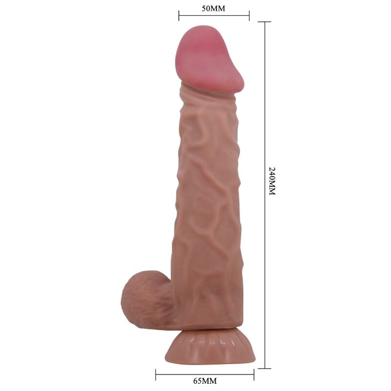 PRETTY LOVE - SLIDING SKIN SERIES REALISTIC DILDO WITH SLIDING SKIN SUCTION CUP BROWN 24 CM - Imagem de 5