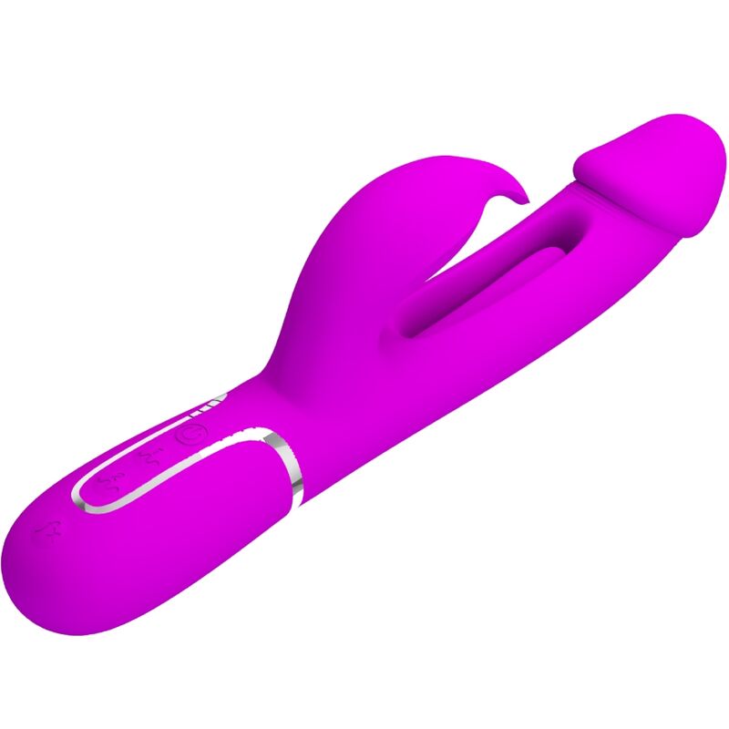 PRETTY LOVE - KAMPAS RABBIT 3 IN 1 MULTIFUNCTION VIBRATOR WITH TONGUE FUCHSIA - Imagem de 3