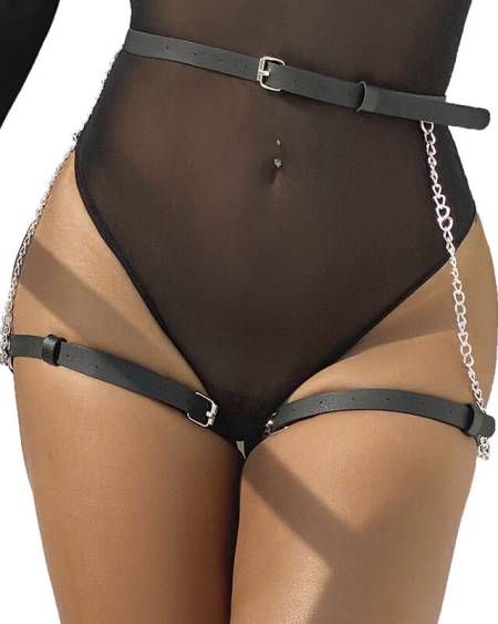 SUBBLIME - LEATHER BELT HARNESS BLACK ONE SIZE
