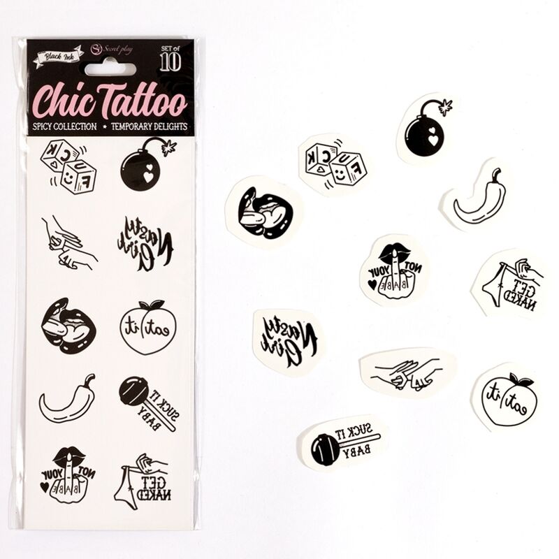 SECRET PLAY - SET OF 10 SPICY COLLECTION TEMPORARY TATTOOS - Imagem de 2