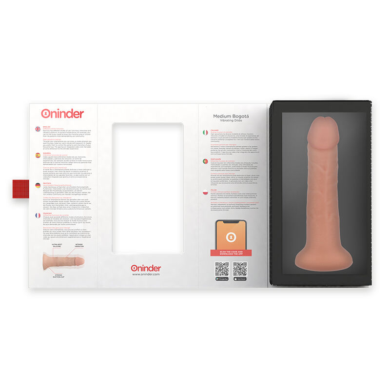 ONINDER - MEDIUM BOGOTÁ VIBRATOR DILDO 9 SPEEDS NATURAL 20 CM -O- 4.2 CM - FREE APP - Imagem de 5