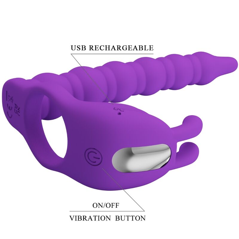 PRETTY LOVE - BLACKNEY PENIS RING WITH LILA VIBRATOR PLUG - Imagem de 5