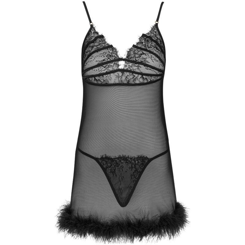 LIVCO CORSETTI FASHION - ZERUNAM SET BABYDOLL + TANGA NEGRO - Imagem de 3