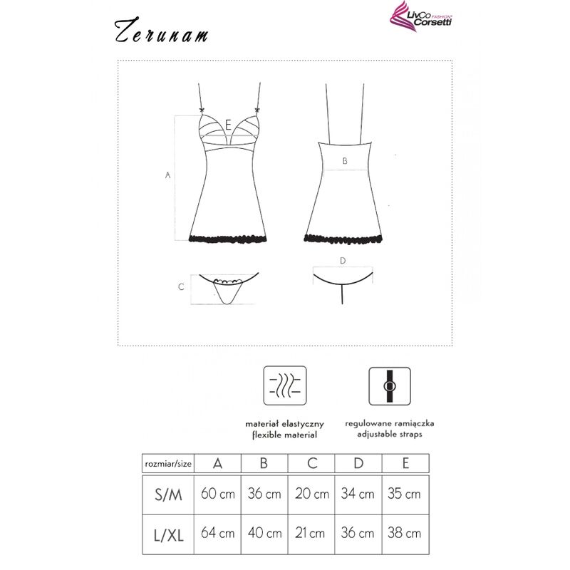 LIVCO CORSETTI FASHION - ZERUNAM SET BABYDOLL + TANGA NEGRO - Imagem de 5