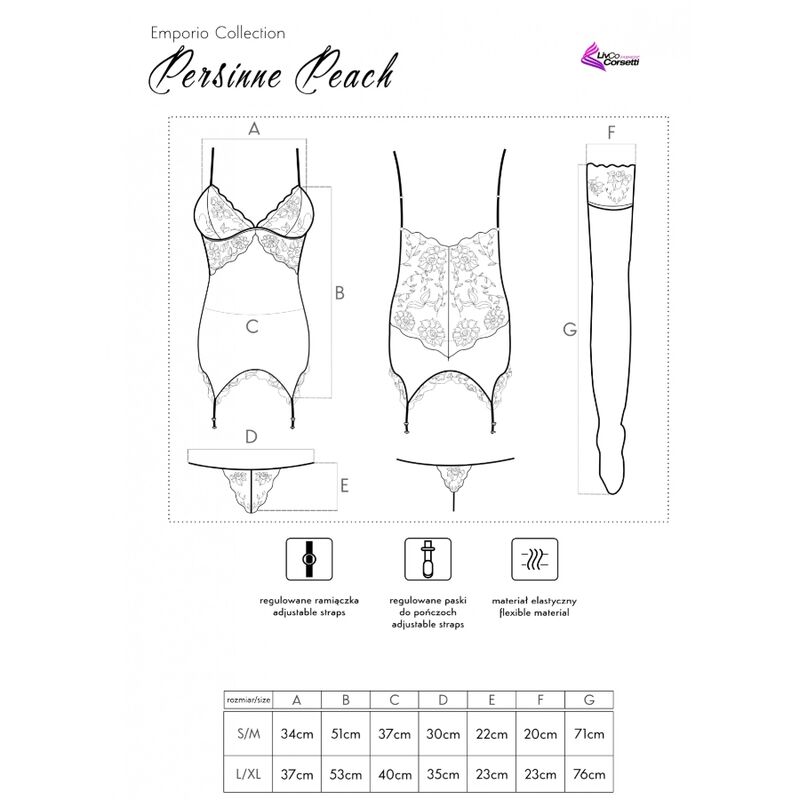 LIVCO CORSETTI FASHION - PERSINNE PEACH SET CORSET + PANTY + MEDIAS - Imagem de 5