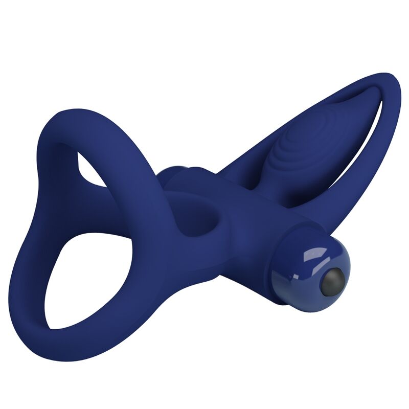 PRETTY LOVE - MAT DOUBLE RING WITH VIBRATION STIMULATOR BLUE - Imagem de 5