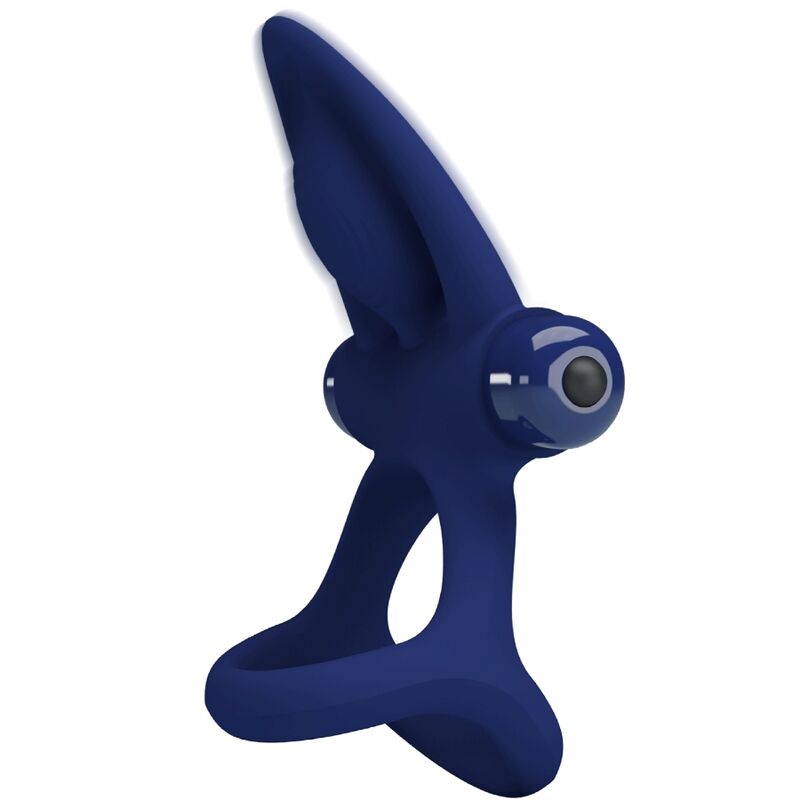 PRETTY LOVE - MAT DOUBLE RING WITH VIBRATION STIMULATOR BLUE - Imagem de 2