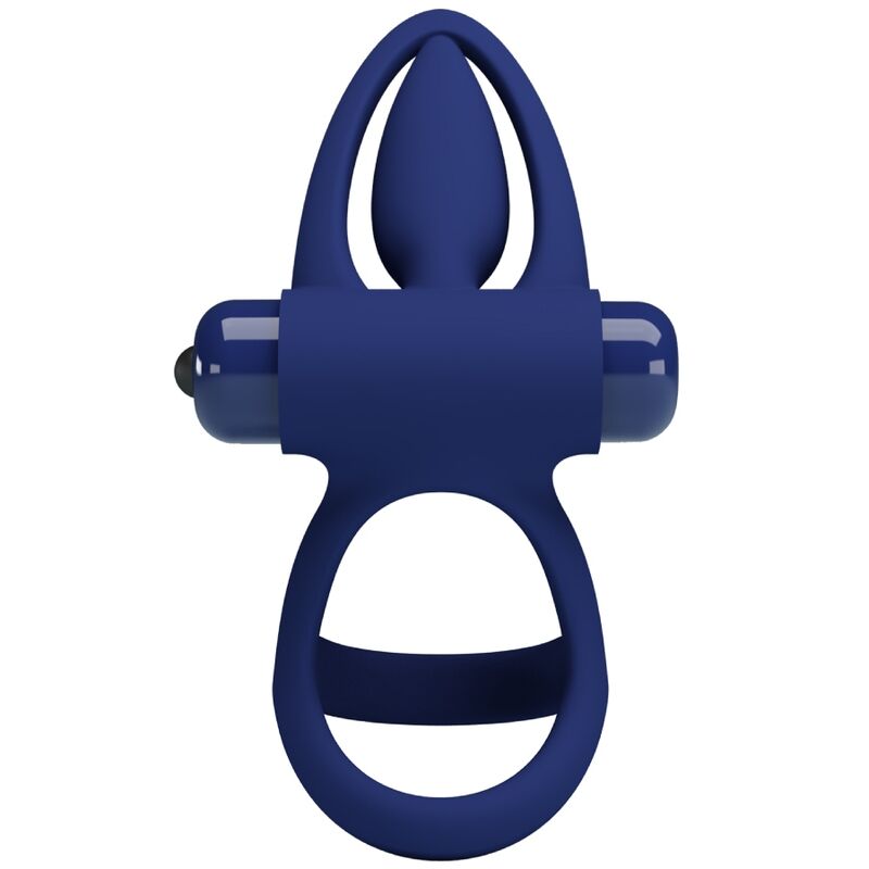PRETTY LOVE - MAT DOUBLE RING WITH VIBRATION STIMULATOR BLUE - Imagem de 4