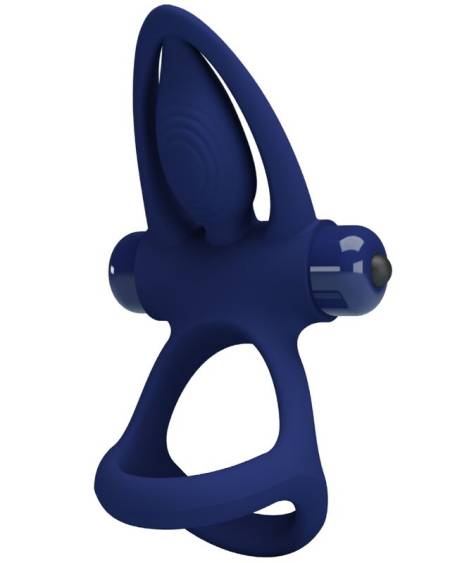 PRETTY LOVE - MAT DOUBLE RING WITH VIBRATION  STIMULATOR BLUE