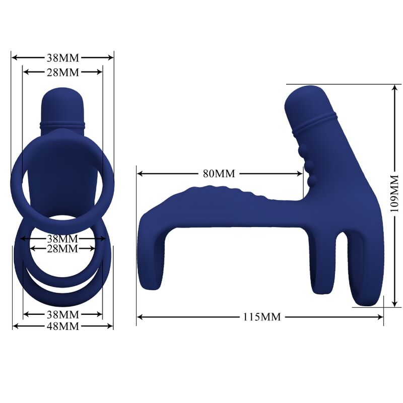 PRETTY LOVE - ELISH VIBRATING RING WITH EXTENSION BLUE - Imagem de 4