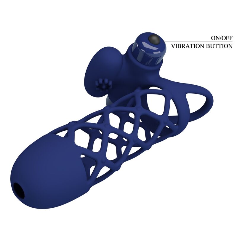 PRETTY LOVE - GIANN VIBRATOR RING WITH SILICONE SHEATH BLUE - Imagem de 5