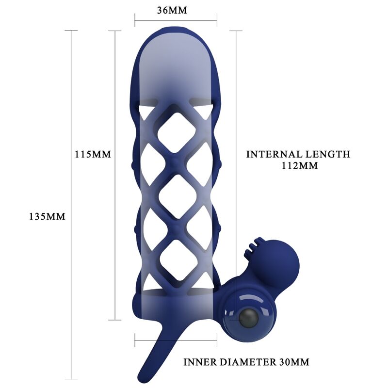 PRETTY LOVE - GIANN VIBRATOR RING WITH SILICONE SHEATH BLUE - Imagem de 4