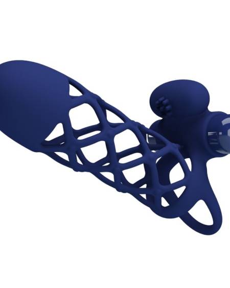 PRETTY LOVE - GIANN VIBRATOR RING WITH SILICONE SHEATH BLUE