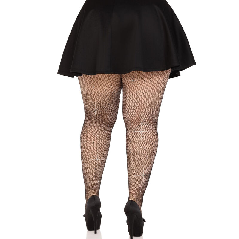LEG AVENUE - MEDIAS REJILLA CRISTALIZADA NEGRO PLUS SIZE - Imagem de 2
