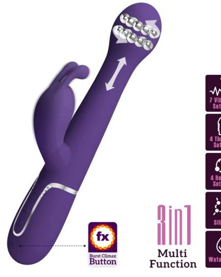 PRETTY LOVE - DEJON RABBIT VIBRATOR 3 IN 1 MULTIFUNCTION PURPLE