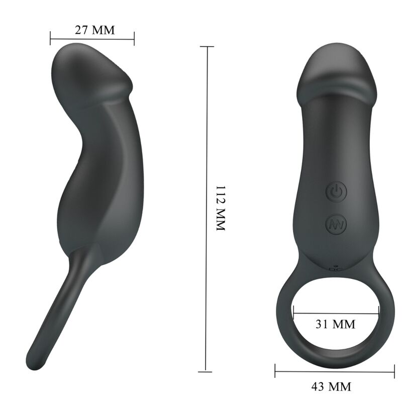 PRETTY LOVE - TRAE VIBRATING BLACK RING WITH STIMULATOR - Imagem de 4
