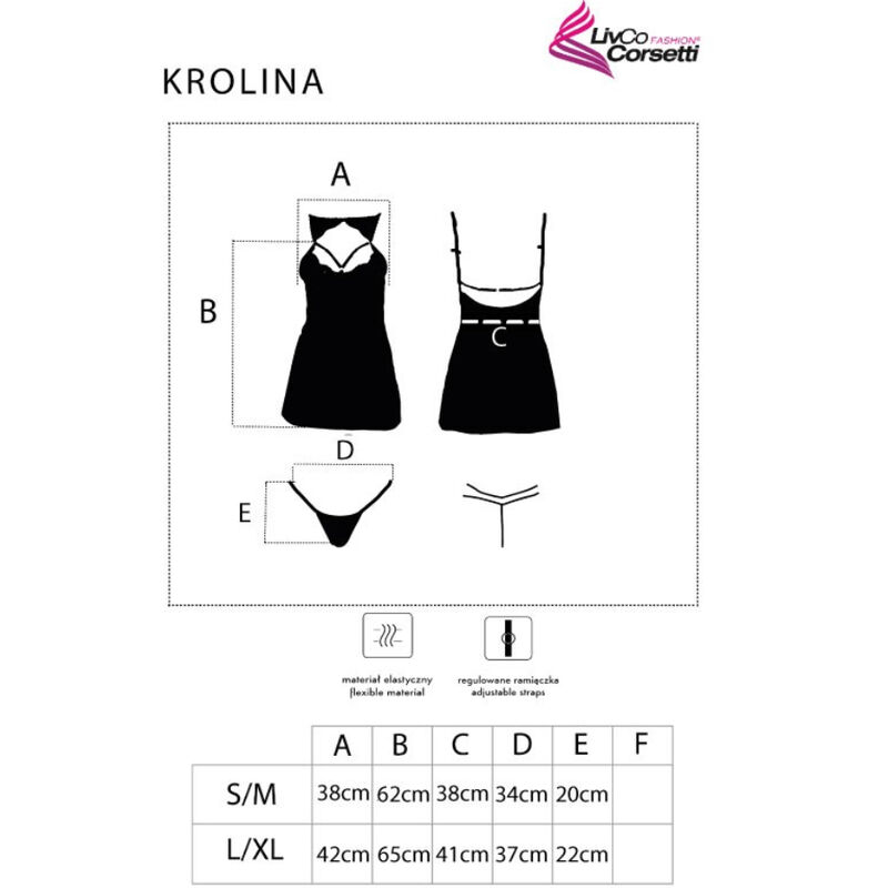 LIVCO CORSETTI FASHION - KROLINA LC 90734 CHEMISE + TANGA NEGRO S/M - Imagem de 4