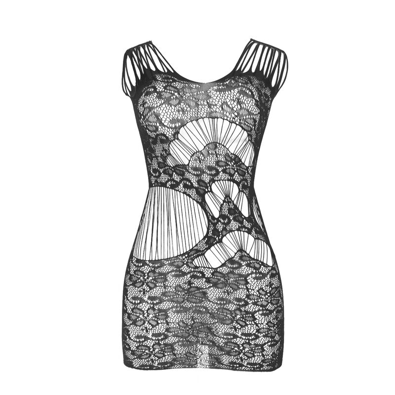 SUBBLIME - 951771 LONG DRESS WITH OPEN BACK WITH FISHNET BLACK ONE SIZE - Imagem de 3