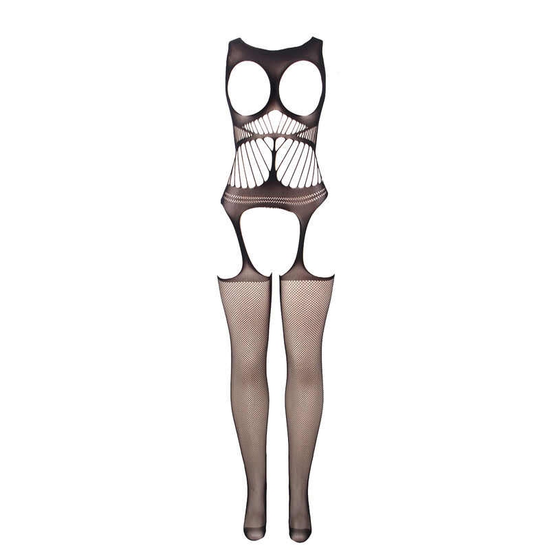 SUBBLIME - 951900 FISHNET CROTCHLESS BODYSTOCKING WITH CUP AND OPEN SHOULDERS BLACK ONE SIZE - Imagem de 3
