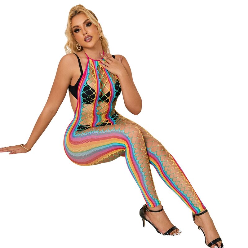 SUBBLIME - 952358 RAINBOW MESH HALTER NECK BODYSTOCKING XS/M - Imagem de 5