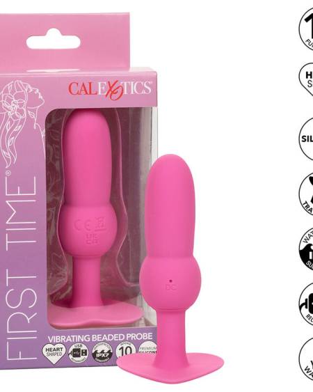 CALEXOTICS - FIRST TIME ANAL PLUG BEADED PROBE 10 VIBRATIONS PINK