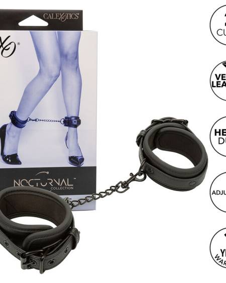 CALEXOTICS - NOCTURNAL ANKLE CUFFS LEATHER ADJUSTABLE BLACK