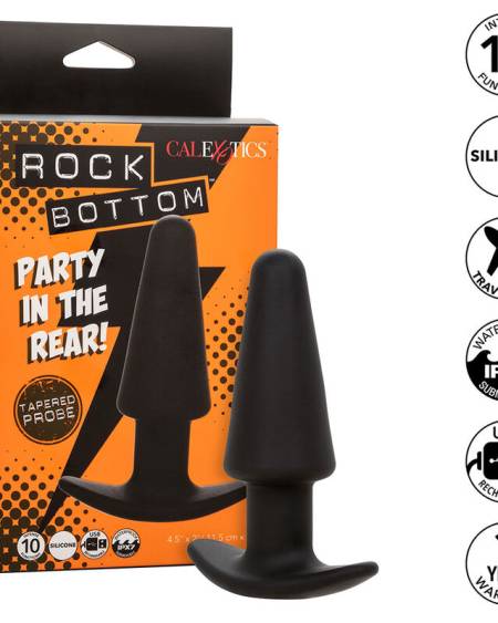 CALEXOTICS - ROCK BOTTOM TAPERED ANAL PLUG 10 VIBRACIONES SILICONE BLACK