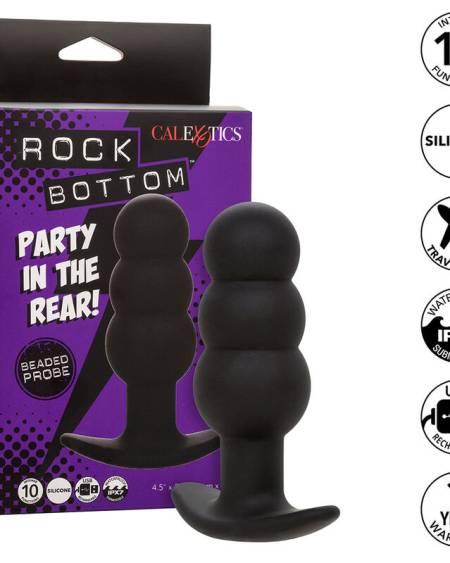 CALEXOTICS - ROCK BOTTOM BEADED ANAL PLUG 10 VIBRATIONS SILICONE BLACK