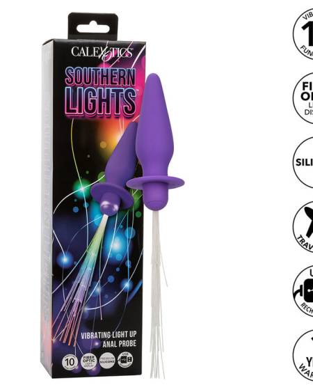 CALEXOTICS - SOUTHERN LIGHTS LIGHT UP ANAL PLUG 10 VIBRATIONS SILICONE PURPLE