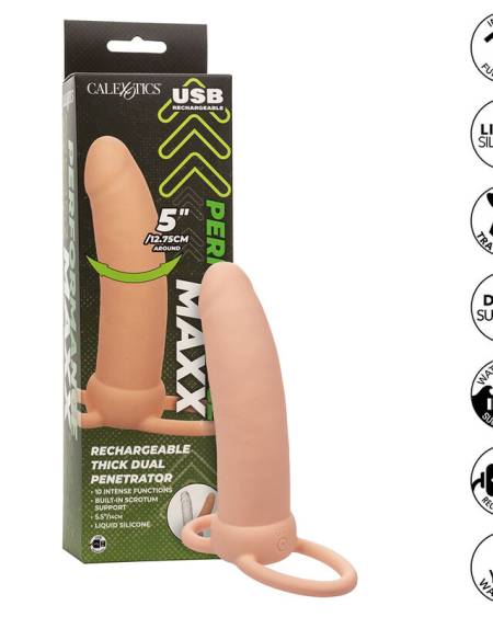 CALEXOTICS - MAXX THICK DUAL PENETRATOR 10 VIBRATIONS FLESH