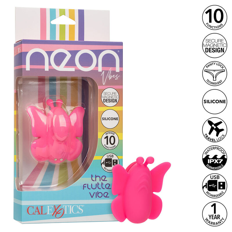 CALEXOTICS - NEON VIBES THE FLUTTER VIBE STIMULATOR 10 VIBRATIONS PINK - Imagem de 2