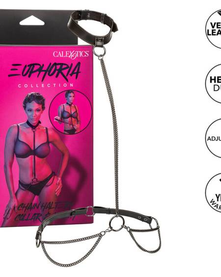 CALEXOTICS - EUPHORIA CHAIN HALTER COLLAR  LEASH