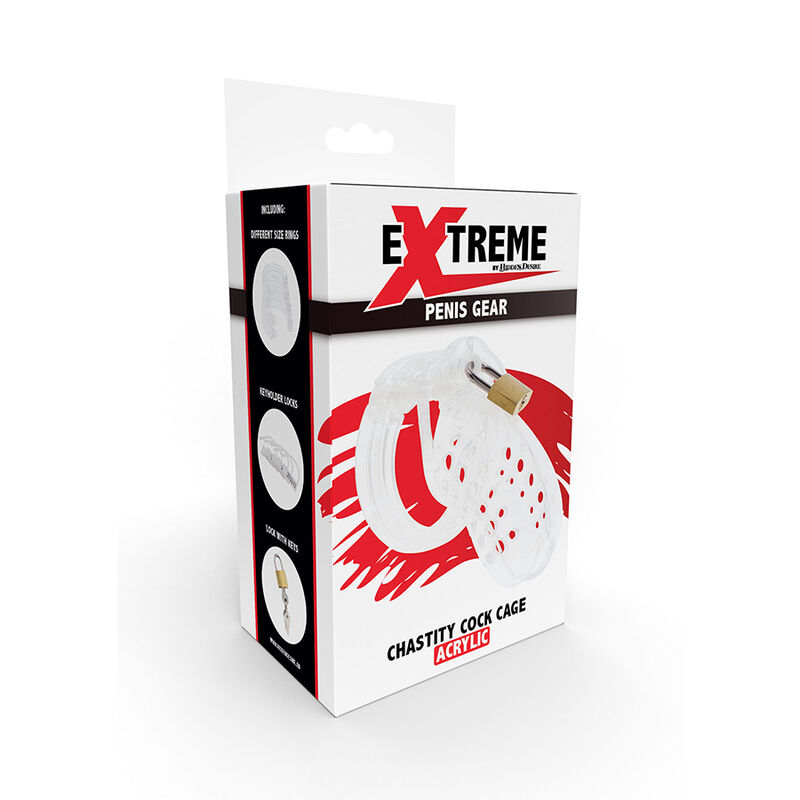 HIDDEN DESIRE - EXTREME CHASTITY COCK CAGE ACRYLIC ADJUSTABLE CLEAR - Imagem de 5