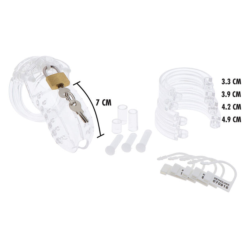 HIDDEN DESIRE - EXTREME CHASTITY COCK CAGE ACRYLIC ADJUSTABLE CLEAR - Imagem de 3