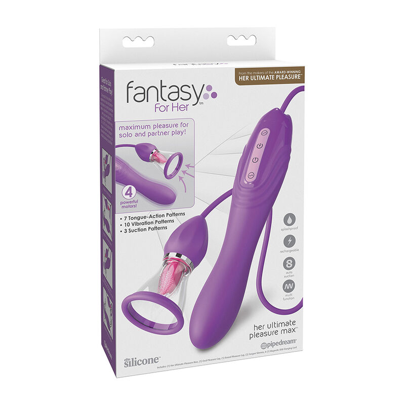 FANTASY FOR HER - ULTIMATE PLEASURE MAX SUCTION HOSE WITH STIMULATING TONGUE PURPLE - Imagem de 5