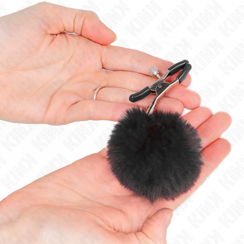 KINK - FAUX FUR BALL NIPPLE CLAMP BLACK 6 CM - Imagem de 3