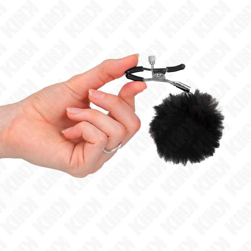 KINK - FAUX FUR BALL NIPPLE CLAMP BLACK 6 CM - Imagem de 4